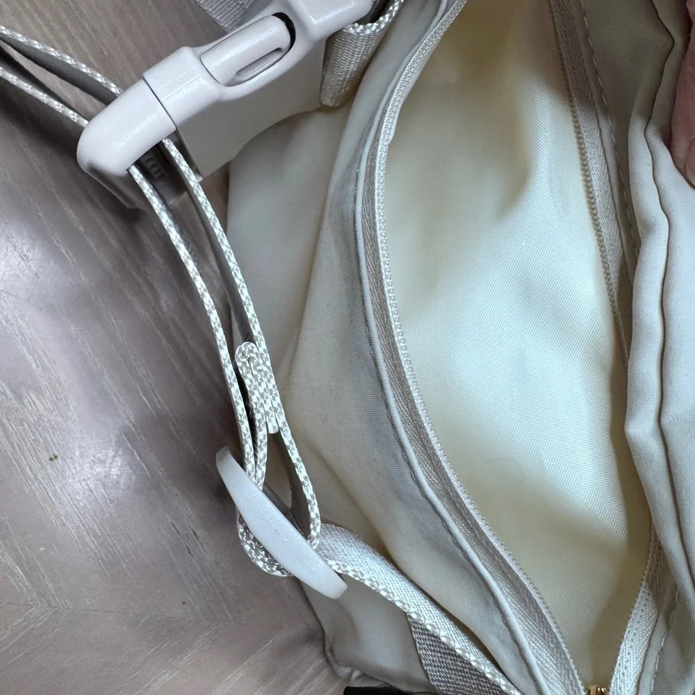 NEW Cream w Pink Gold Monogram F Crossbody,Sling Waist pack Roomy liteweight